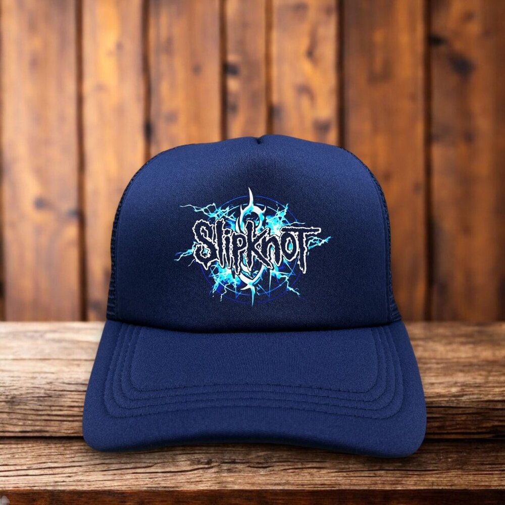 Slipknot Mens Trucker Hat Navy Snapback 90s Nu Heavy Metal Baseball Cap